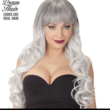 Widmann Milano Party Fashion Dream Hair Pruik Melania Zwart Grijs