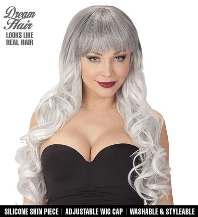 Widmann Milano Party Fashion Dream Hair Pruik Melania Zwart Grijs