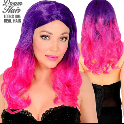 Widmann Milano Party Fashion Dream Hair Pruik Paars Roze