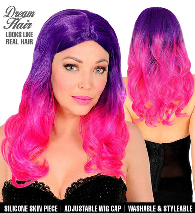 Widmann Milano Party Fashion Dream Hair Pruik Paars Roze