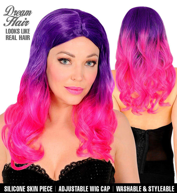 Widmann Milano Party Fashion Dream Hair Pruik Paars Roze