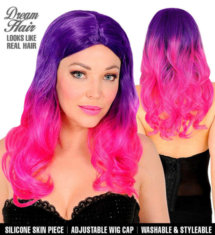 Widmann Milano Party Fashion Dream Hair Pruik Paars Roze