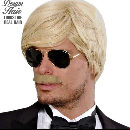 Widmann Milano Party Fashion Dream Hair Pruik Playboy met Snor Blond