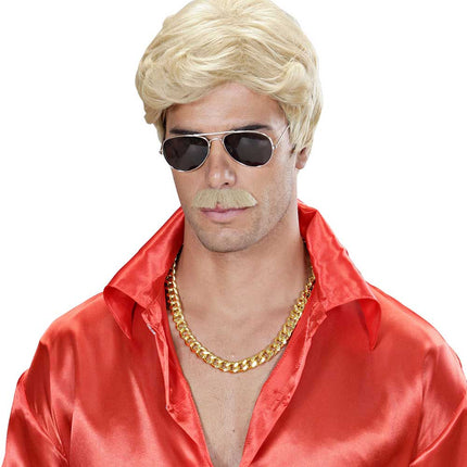 Widmann Milano Party Fashion Dream Hair Pruik Playboy met Snor Blond