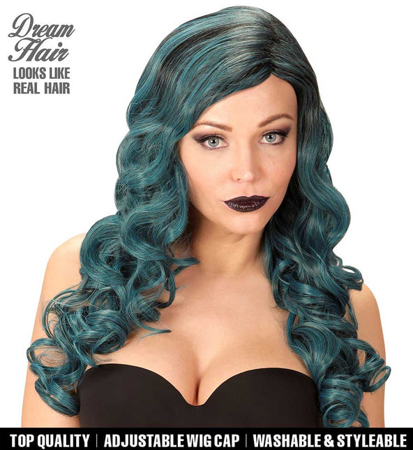 Widmann Milano Party Fashion Dream Hair Pruik Rihanna Zwart Aqua