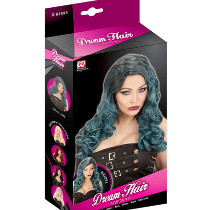 Widmann Milano Party Fashion Dream Hair Pruik Rihanna Zwart Aqua