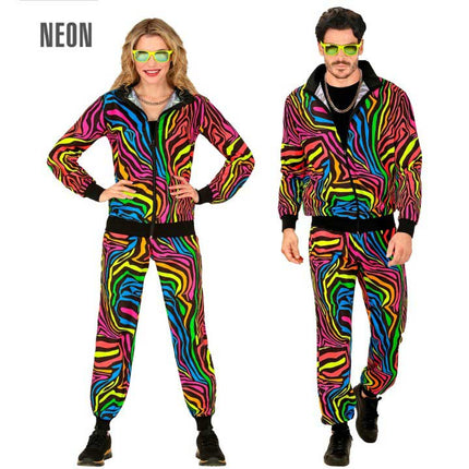 Widmann Milano Party Fashion Fout Trainingspak Neon Regenboog Unisex