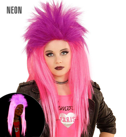 Widmann Milano Party Fashion Kinderpruik NEON Punkadelic Roze Paars