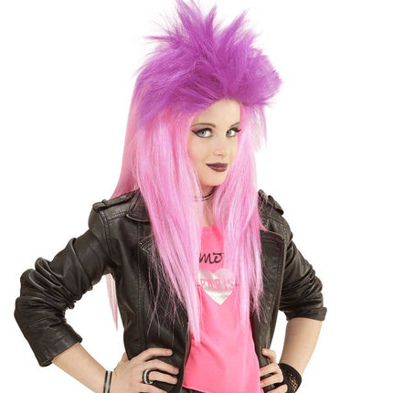 Widmann Milano Party Fashion Kinderpruik NEON Punkadelic Roze Paars