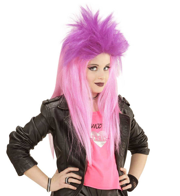 Widmann Milano Party Fashion Kinderpruik NEON Punkadelic Roze Paars