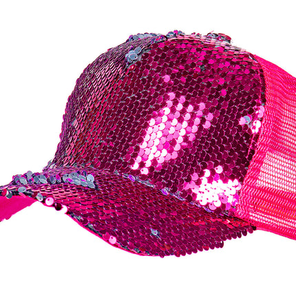 Wilbers & Wilbers Baseball Cap Pailletten Neon Roze