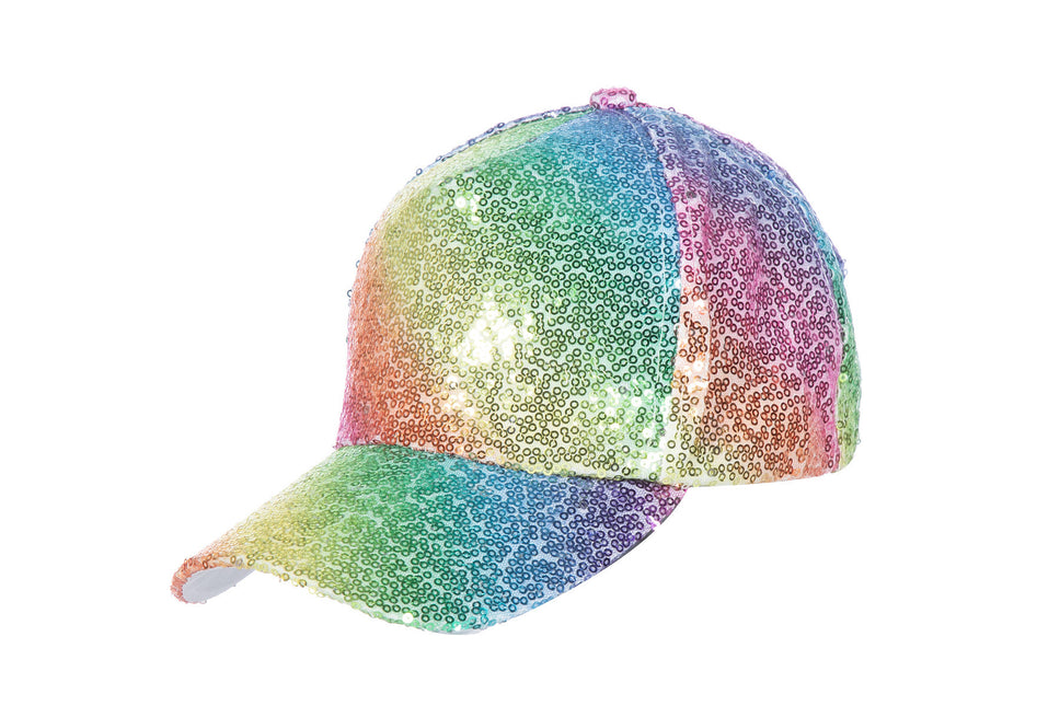 Wilbers & Wilbers Baseball Cap Pailletten Regenboog