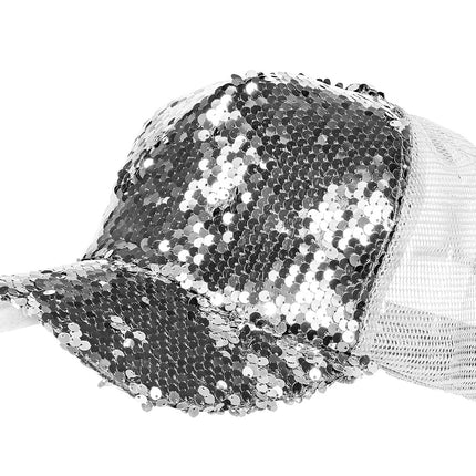 Wilbers & Wilbers Baseball Cap Pailletten Zilver