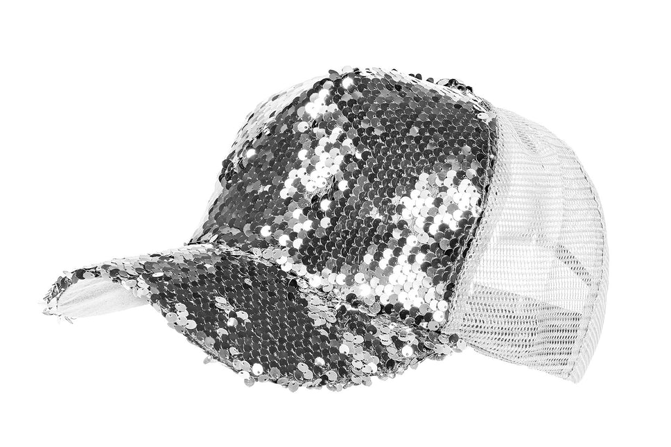 Wilbers & Wilbers Baseball Cap Pailletten Zilver