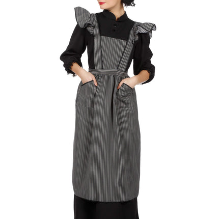 Wilbers & Wilbers Boerenbruiloft dames schort en muts zwart/grijs