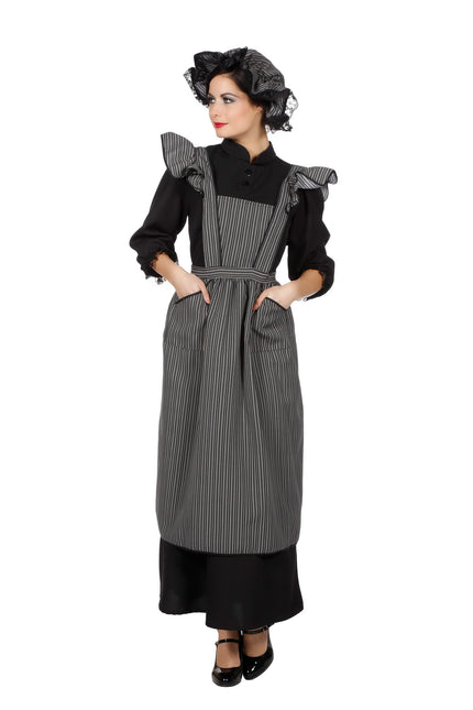 Wilbers & Wilbers Boerenbruiloft dames schort en muts zwart/grijs