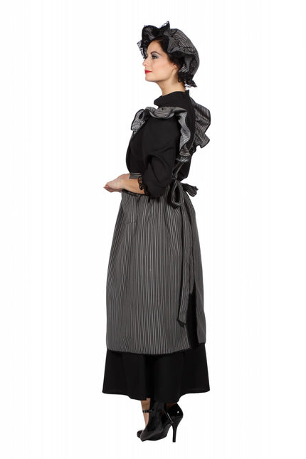 Wilbers & Wilbers Boerenbruiloft dames schort en muts zwart/grijs