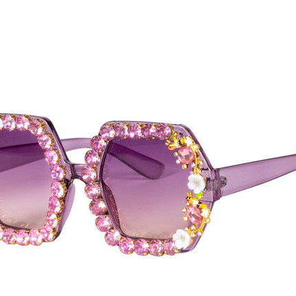 Wilbers & Wilbers Bril Roze met steentjes en bloemetjes