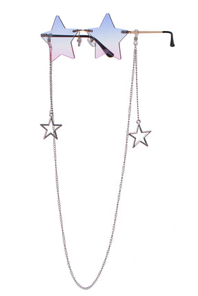 Wilbers & Wilbers Bril Sterren Met Ketting Paars Blauw