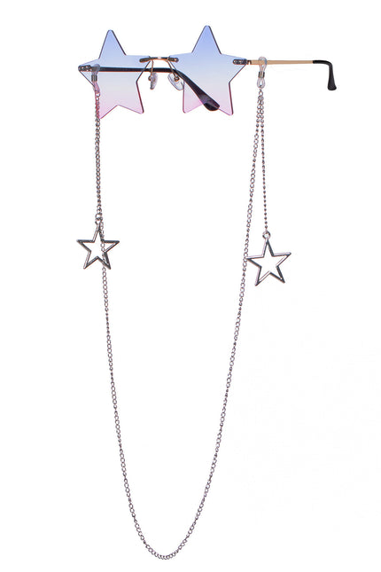 Wilbers & Wilbers Bril Sterren Met Ketting Paars Blauw