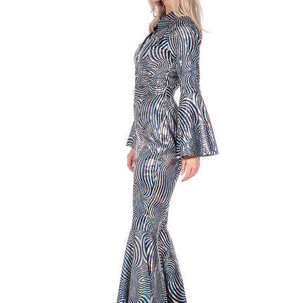 Wilbers & Wilbers Catsuit Disco Cirkels Zilver