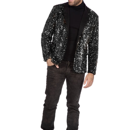 Wilbers & Wilbers Colbert Luxe Pailletten Zwart Heren