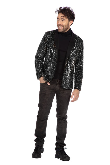 Wilbers & Wilbers Colbert Luxe Pailletten Zwart Heren