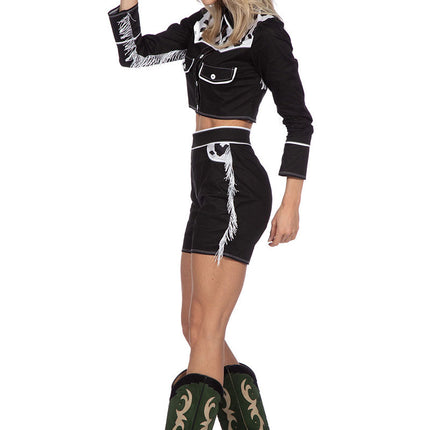 Wilbers & Wilbers Cowgirl Set Koeienprint Zwart Dames