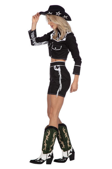 Wilbers & Wilbers Cowgirl Set Koeienprint Zwart Dames