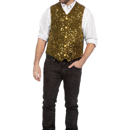 Wilbers & Wilbers Deluxe Gilet Pailletten Goud Heren