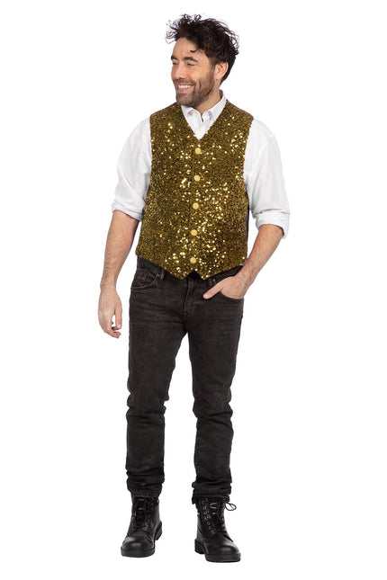 Wilbers & Wilbers Deluxe Gilet Pailletten Goud Heren