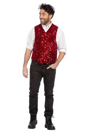 Wilbers & Wilbers Deluxe Gilet Pailletten Rood Heren