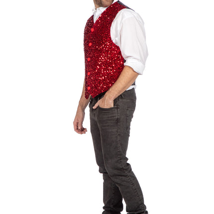 Wilbers & Wilbers Deluxe Gilet Pailletten Rood Heren