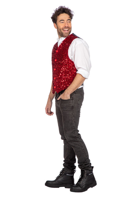Wilbers & Wilbers Deluxe Gilet Pailletten Rood Heren