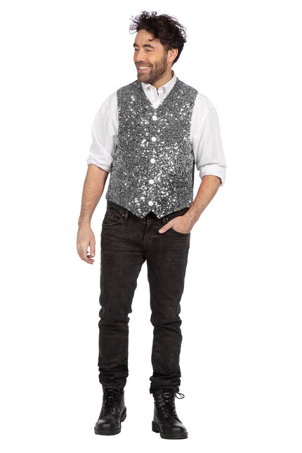 Wilbers & Wilbers Deluxe Gilet Pailletten Zilver Heren