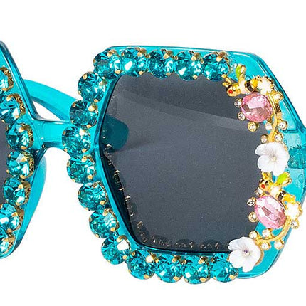 Wilbers & Wilbers Festival Bril Blauw met Strass & Bloemetjes