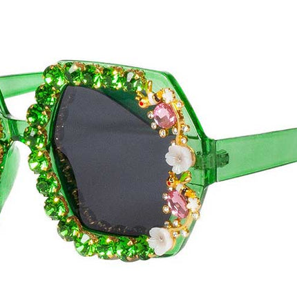 Wilbers & Wilbers Festival Bril Groen met Strass & Bloemetjes