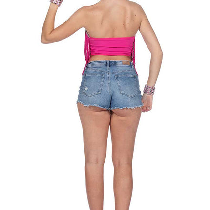 Wilbers & Wilbers Festival Topje Franje Dames Neon Roze