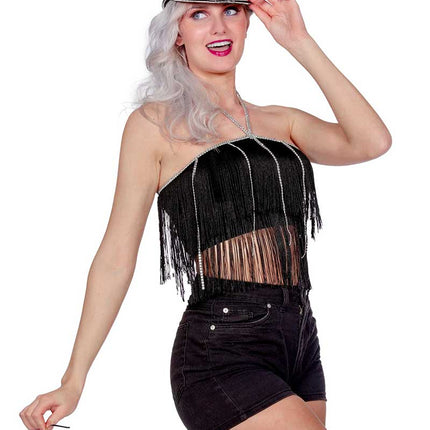 Wilbers & Wilbers Festival Topje Franje Dames Zwart