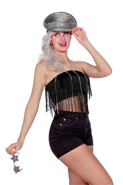 Wilbers & Wilbers Festival Topje Franje Dames Zwart