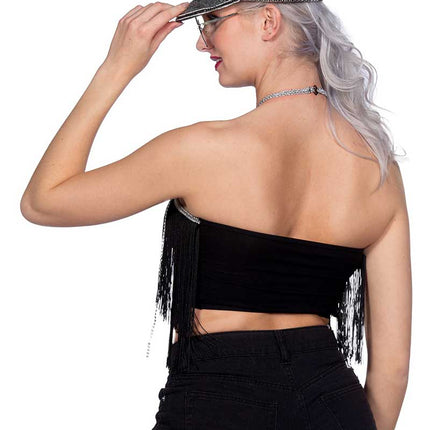 Wilbers & Wilbers Festival Topje Franje Dames Zwart