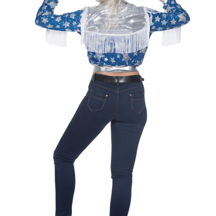 Wilbers & Wilbers Glamorous dames jas blauw met sterren