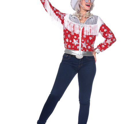 Wilbers & Wilbers Glamorous dames jas rood met sterren