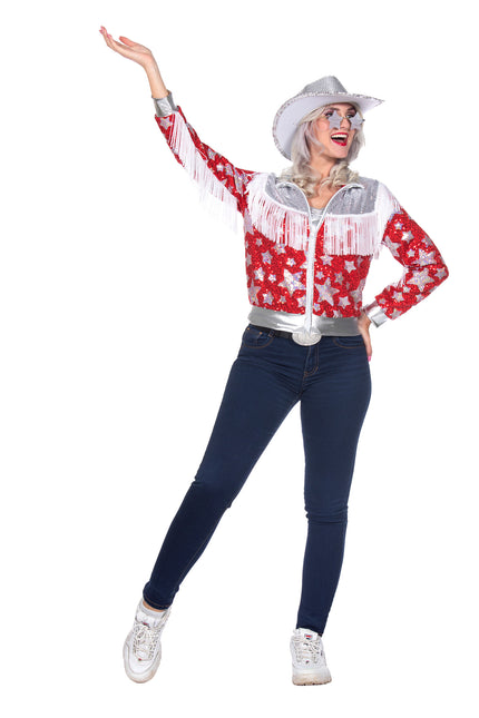 Wilbers & Wilbers Glamorous dames jas rood met sterren