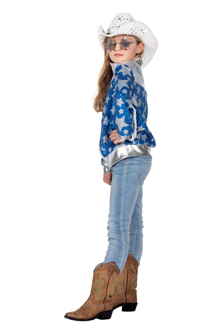 Wilbers & Wilbers Glamorous kids jas blauw met sterren