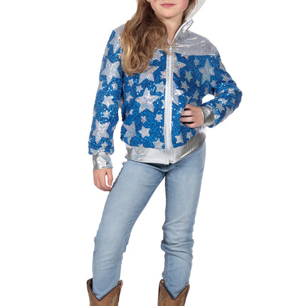 Wilbers & Wilbers Glamorous kids jas blauw met sterren