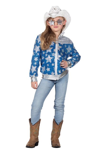 Wilbers & Wilbers Glamorous kids jas blauw met sterren
