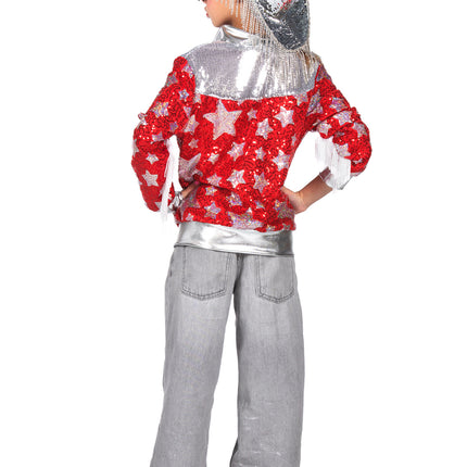 Wilbers & Wilbers Glamorous kids jas rood met sterren