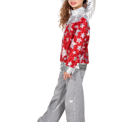 Wilbers & Wilbers Glamorous kids jas rood met sterren