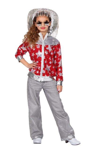 Wilbers & Wilbers Glamorous kids jas rood met sterren